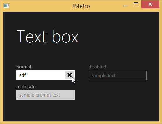 JMetro TextBox Dark theme