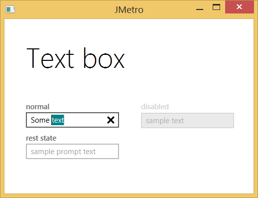 JMetro TextBox Light Theme - text selected